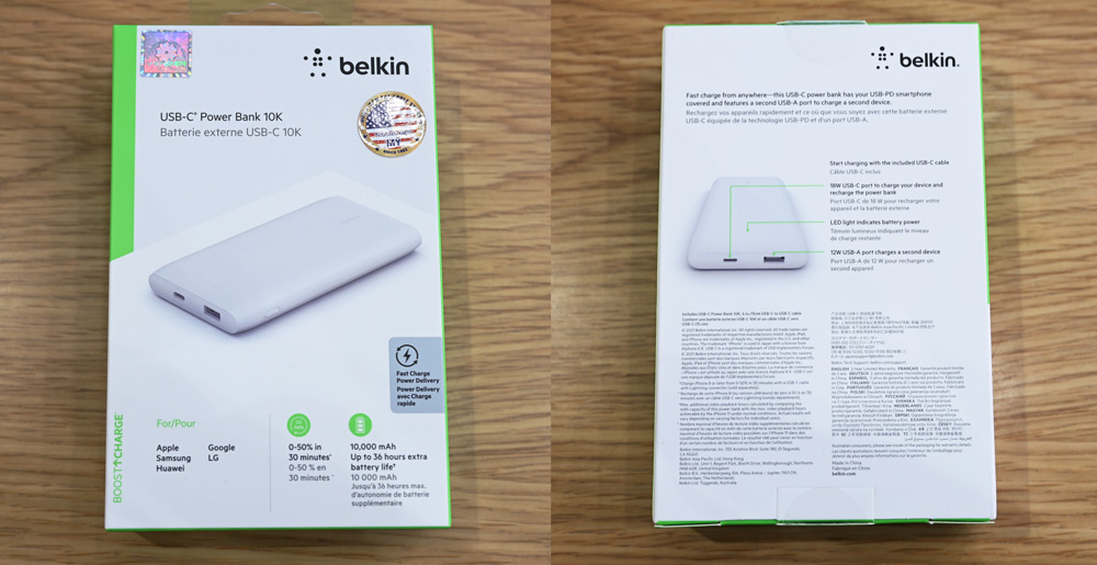 Pin sạc dự phòng Belkin 10,000 mAh, sạc nhanh USB-C PD 18W, USB-A 12W