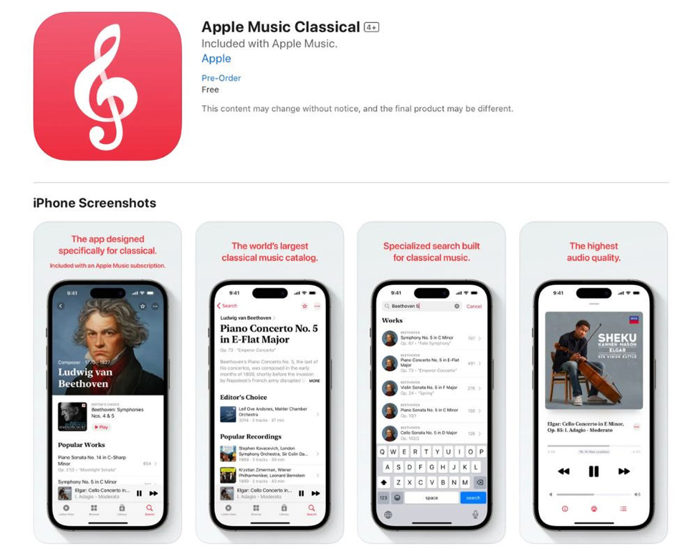 Apple ra mắt ứng dụng Apple Music Classical nghe nhạc cổ điển miễn phí