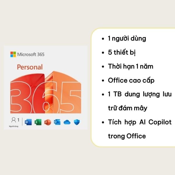 Quyền sử dụng phần mềm Microsoft Office 365 Personal + AI Copilot