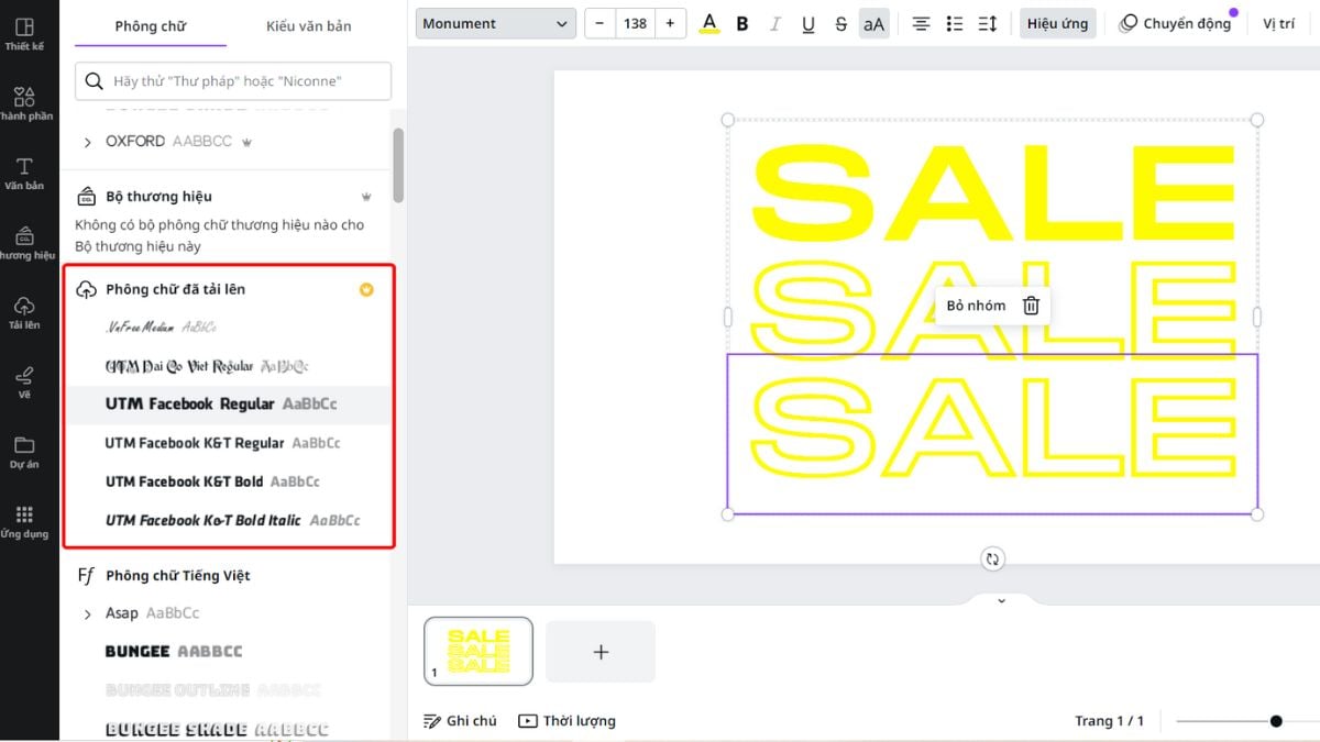Kiểm tra xem font chữ của bạn đã tải lên Canva chưa