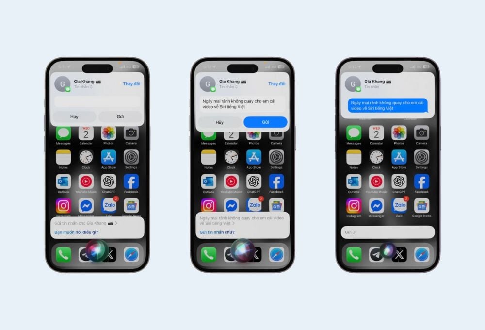 Siri tiếng Việt còn hỗ trợ gửi tin nhắn và thực hiện cuộc gọi