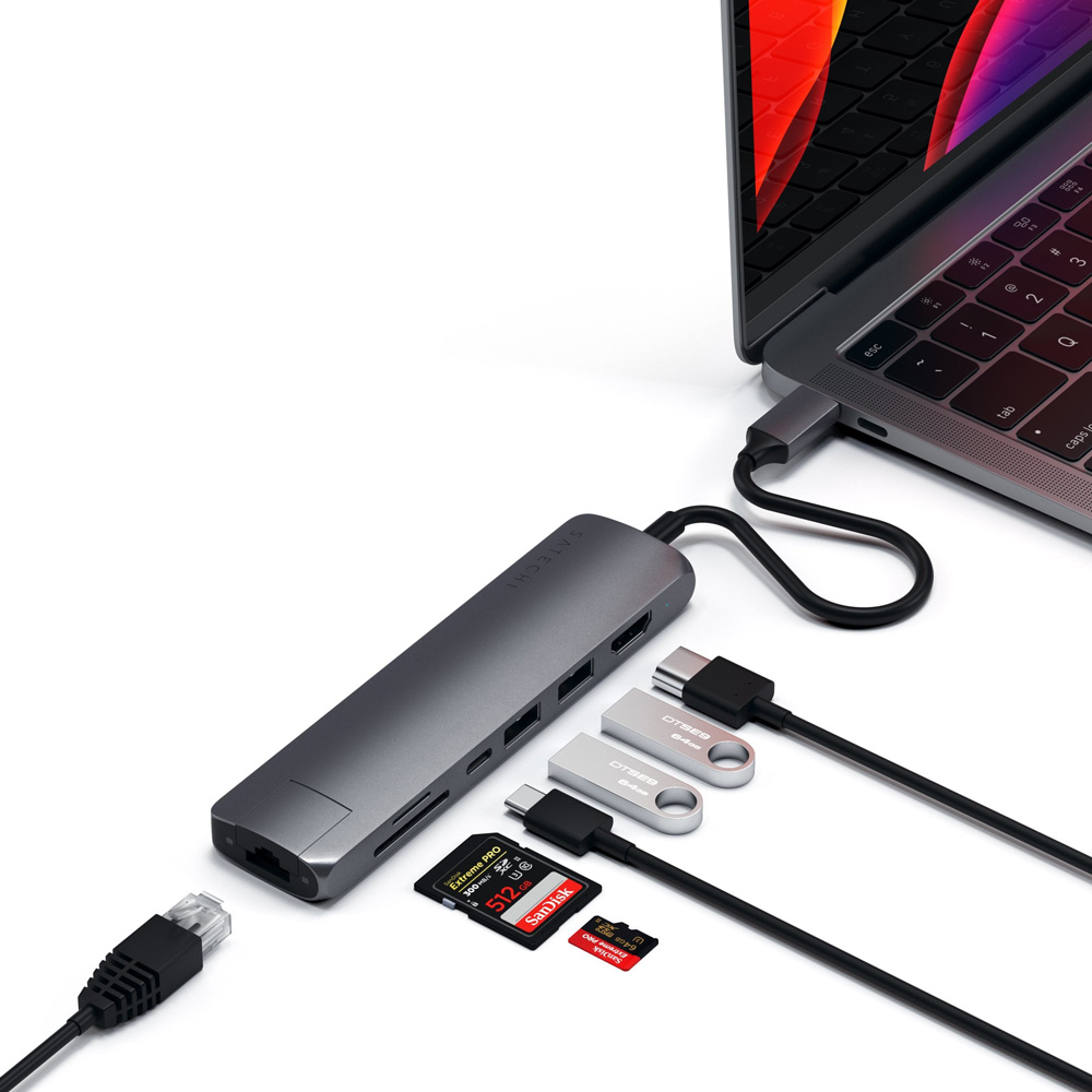 Adapter chuyển đổi Satechi USB-C Multiport Slim với Ethernet Chính hãng