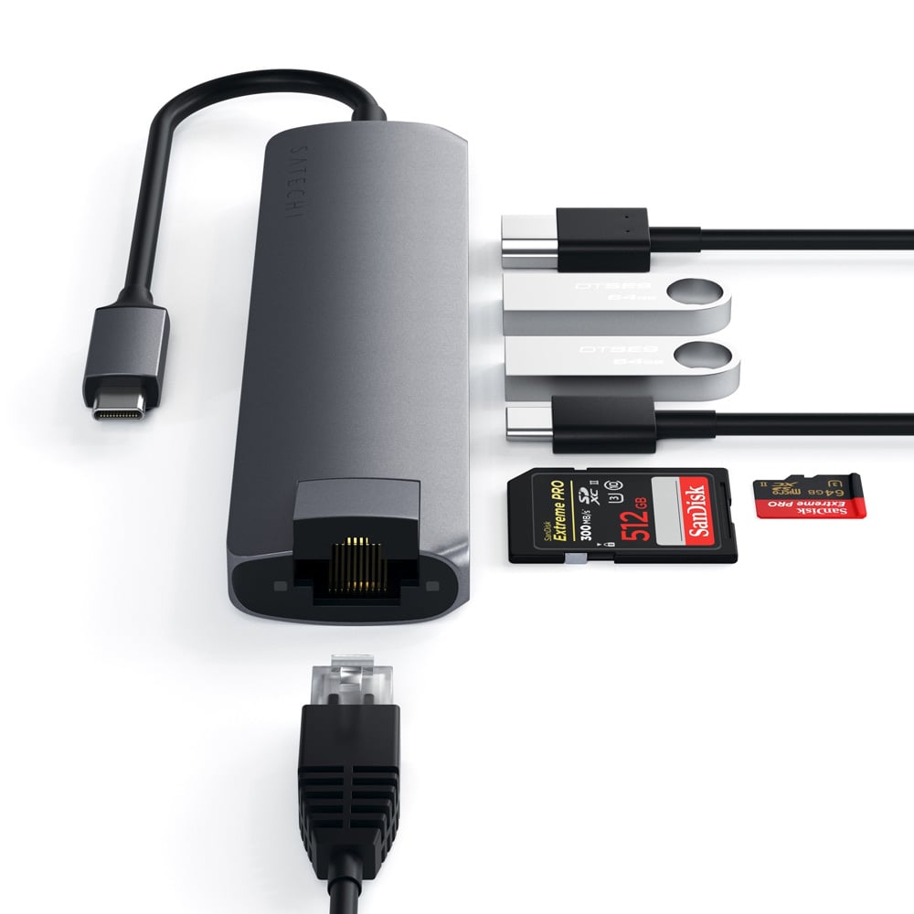 Adapter chuyển đổi Satechi USB-C Multiport Slim với Ethernet Chính hãng