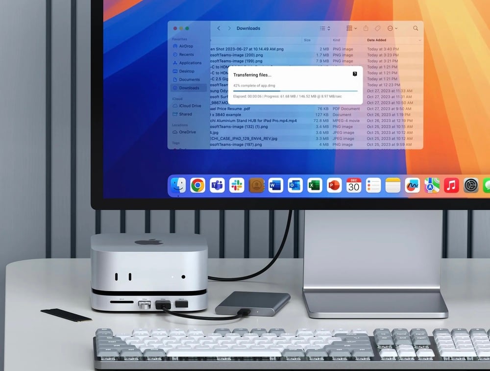 Satechi USB-C Stand & Hub cho Mac Mini M4 có khe gắn SSD