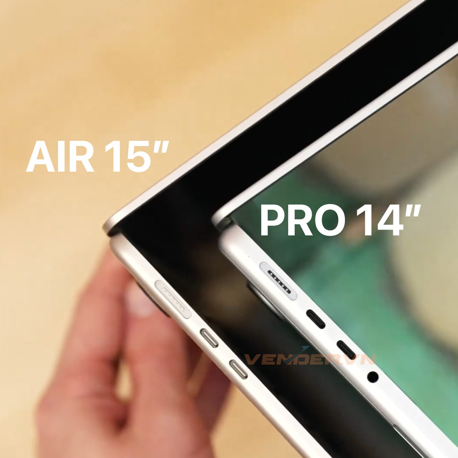 So sánh kích thước MacBook Air 15
