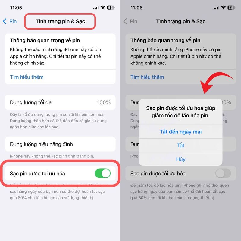Cách tắt tính năng Sạc pin được tối ưu hóa trên iPhone