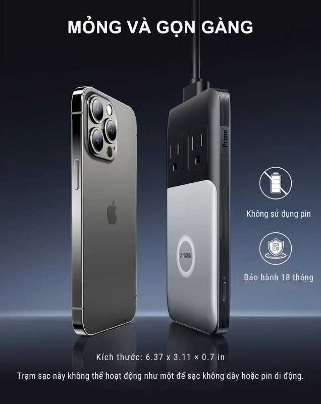 Đế sạc Anker 727 A9126 chính hãng giá có thiết kế mỏng nhẹ