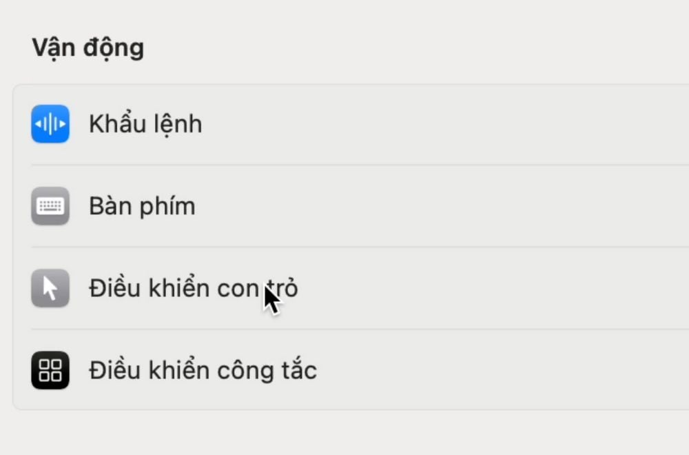 Bước ba chọn phần điều khiển con trỏ