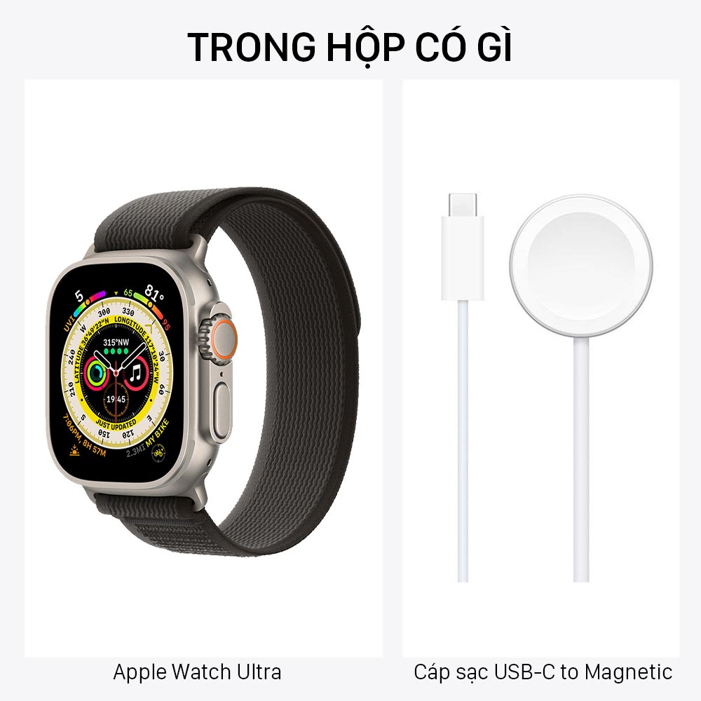 Trong hộp Apple Watch Ultra Black Gray Trail Loop có gì