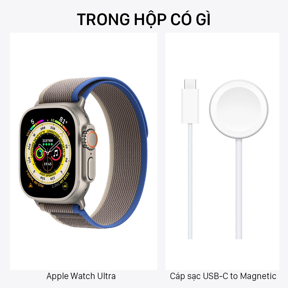 Trong hộp Apple Watch Ultra Blue Gray Trail Loop có gì