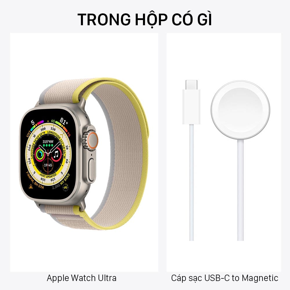 Trong hộp Apple Watch Ultra Yellow/Beige Trail Loop có gì