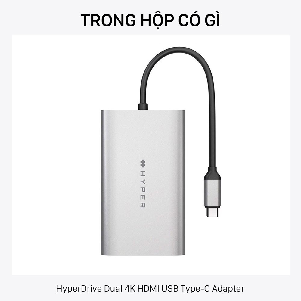 Có gì trong hộp hub HyperDrive Dual 4K HDMI USB Type-C Adapter HDM1