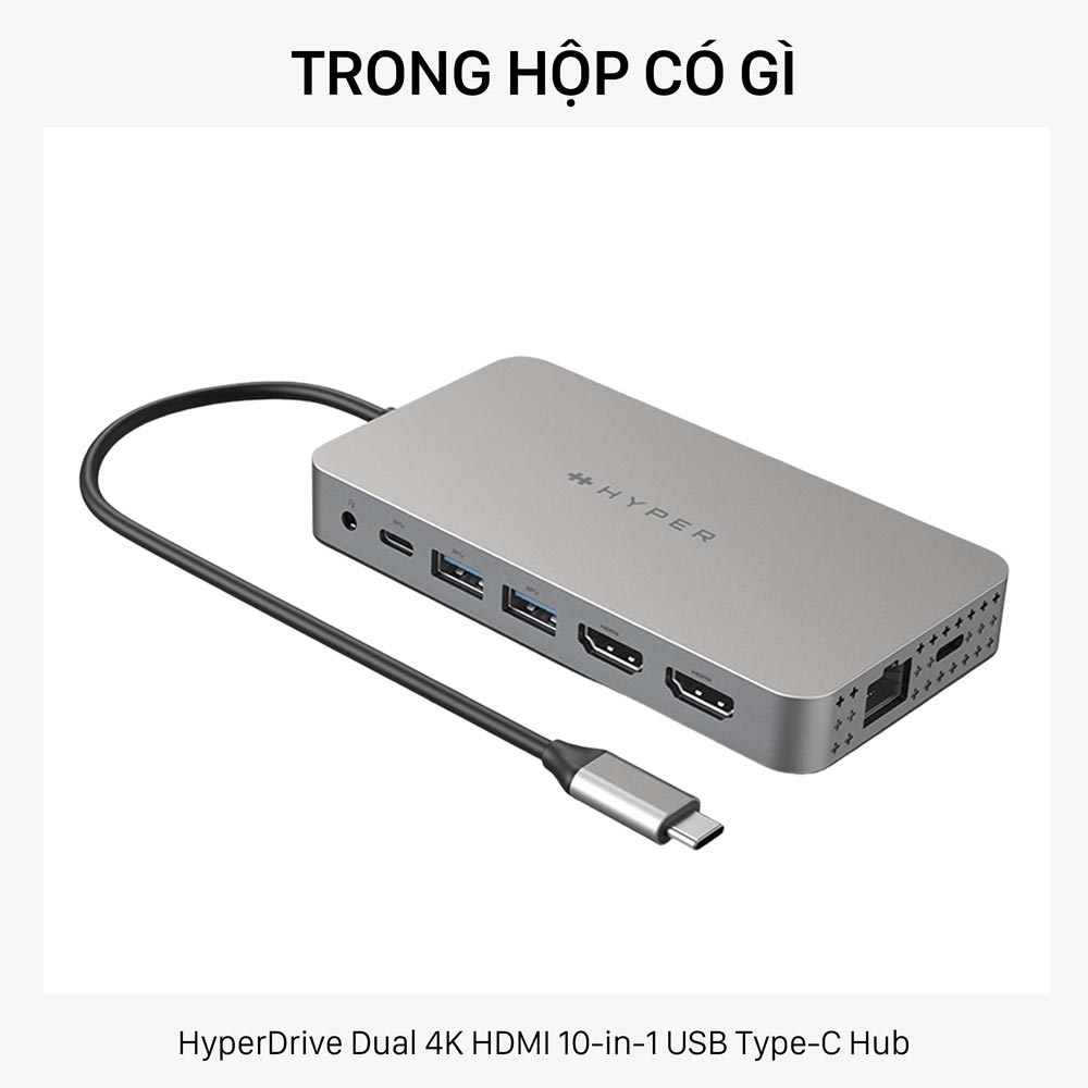 Có gì trong hộp hub HyperDrive Dual 4K HDMI USB Type-C Hub HDM1H