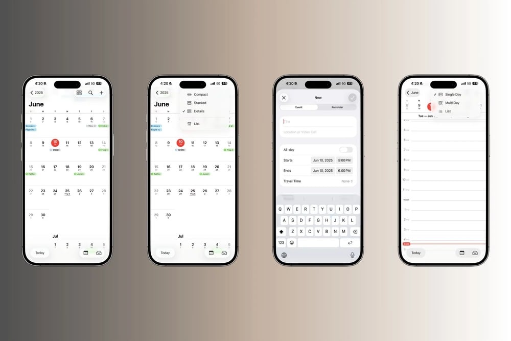 Ứng dụng lịch trên bản iOS 26 mới