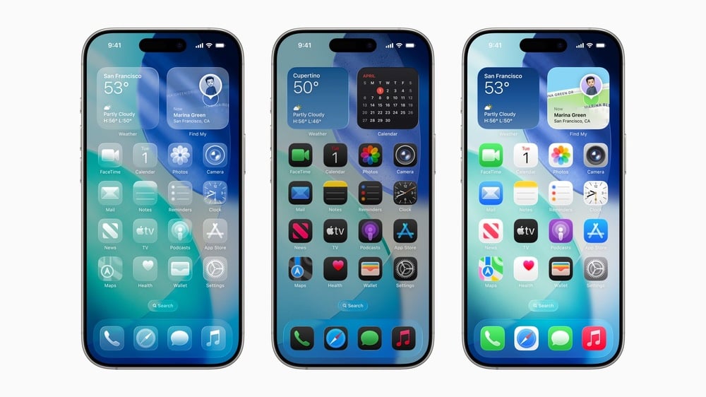 iOS 26 với giao diện Liquid Glass trong suốt
