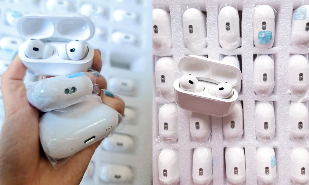 AirPods Pro 2 nhái cũng có chỗ móc dây đeo giống hệt bản thật