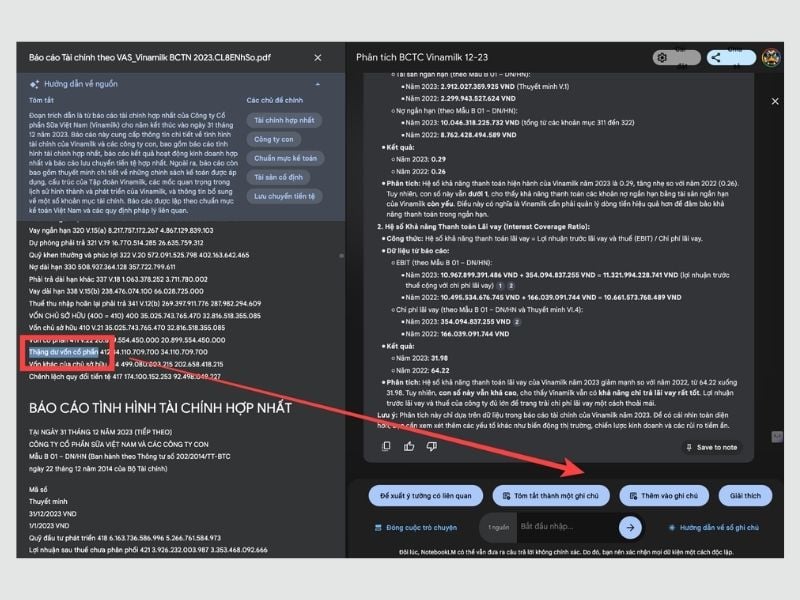 Thêm nội dung đọc vào mục ghi chú