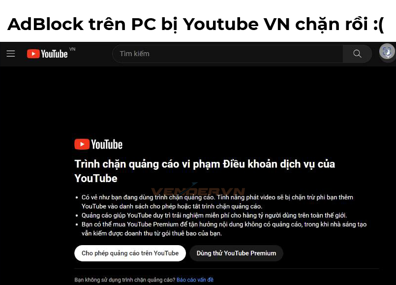 YouTube Việt Nam bắt đầu cấm bạn xem video nếu dùng trình chặn quảng cáo