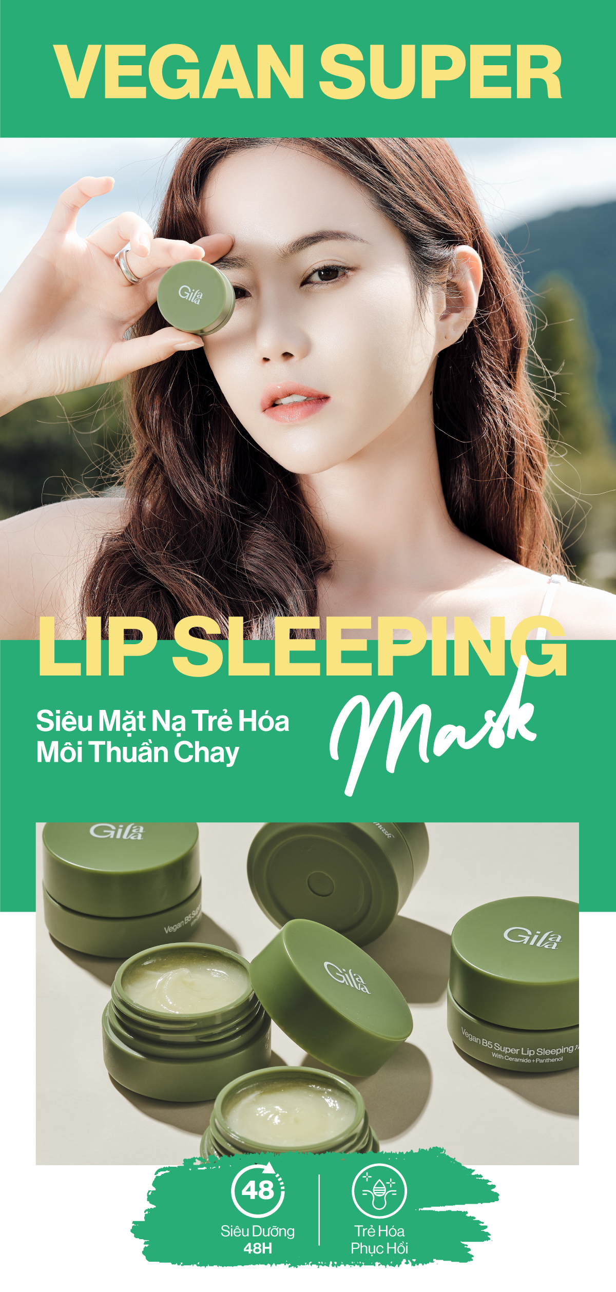 Mặt Nạ Ngủ Cho Môi Vegan B5 Super Lip Sleeping Mask Gilaa