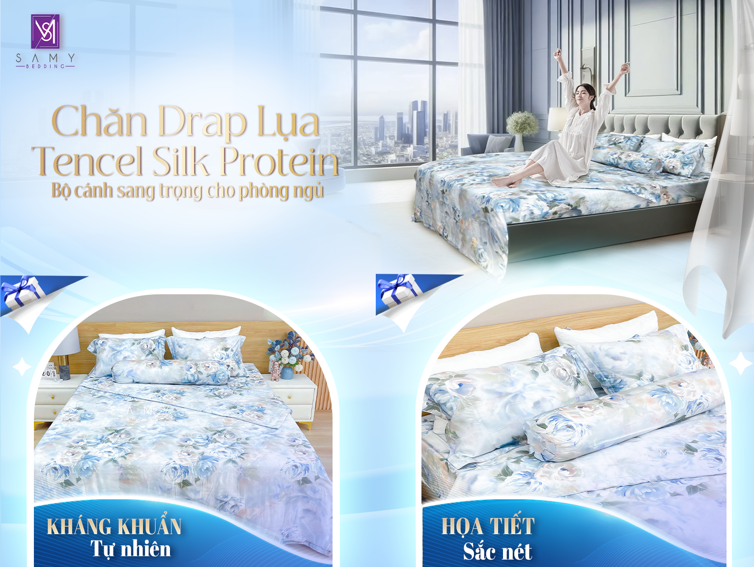 Chăn Drap Lụa Tencel Silk Protein – Bộ cánh sang trọng cho phòng ngủ!