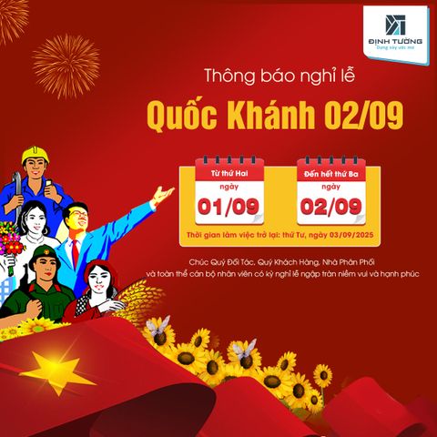 THÔNG BÁO THỜI GIAN NGHỈ LỄ QUỐC KHÁNH 2/9