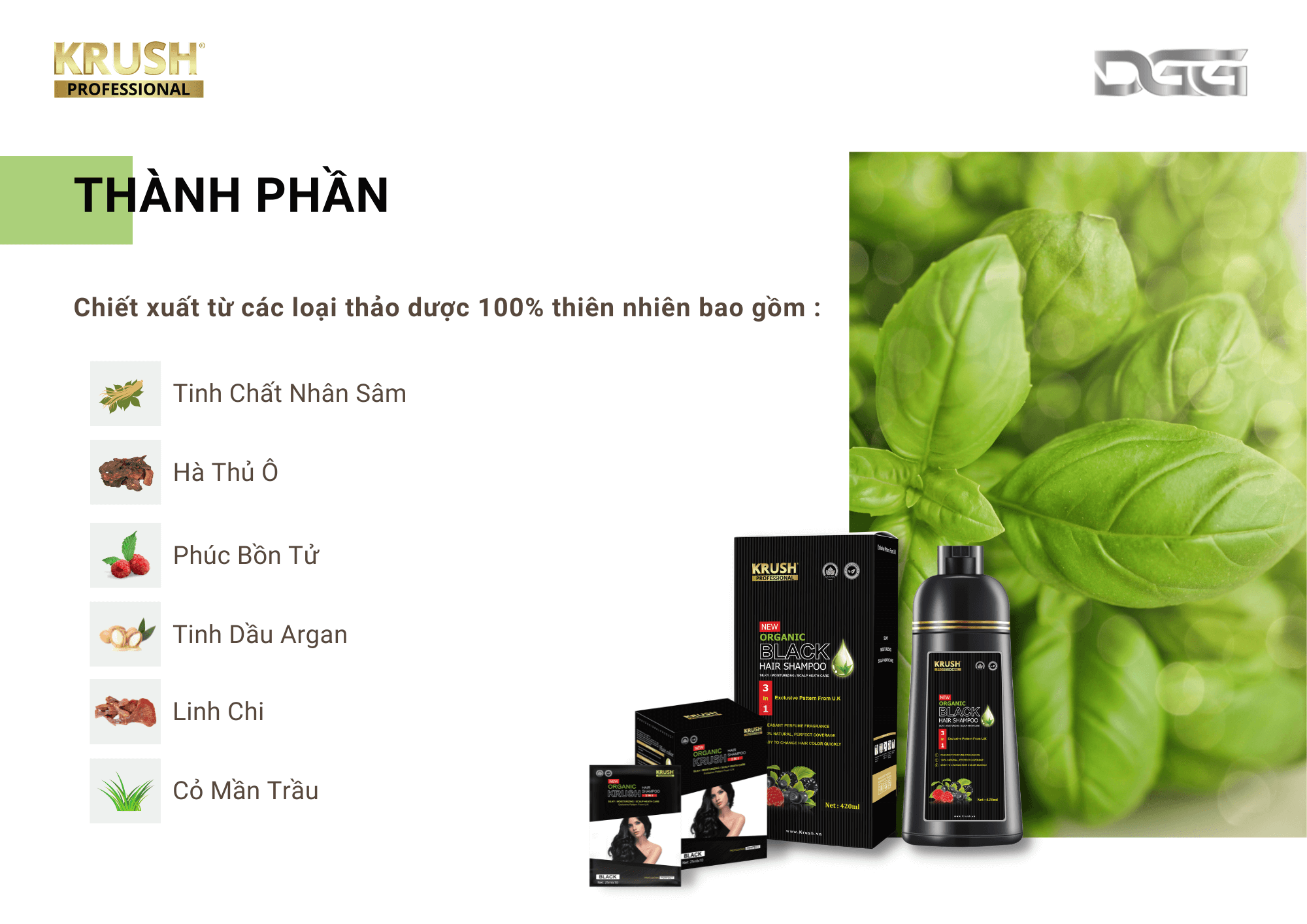 Gói dầu gội nhuộm tóc hữu cơ KRUSH - Màu nâu đen