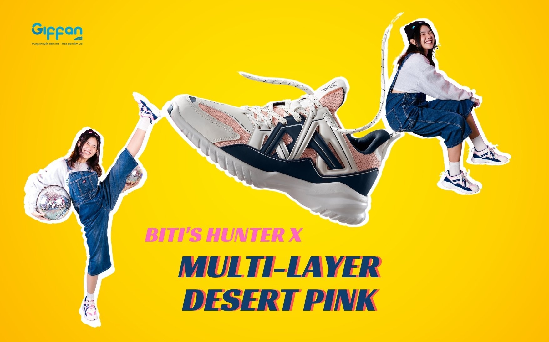 Review chân thật giày Biti's Hunter X Multi-layer Desert Pink