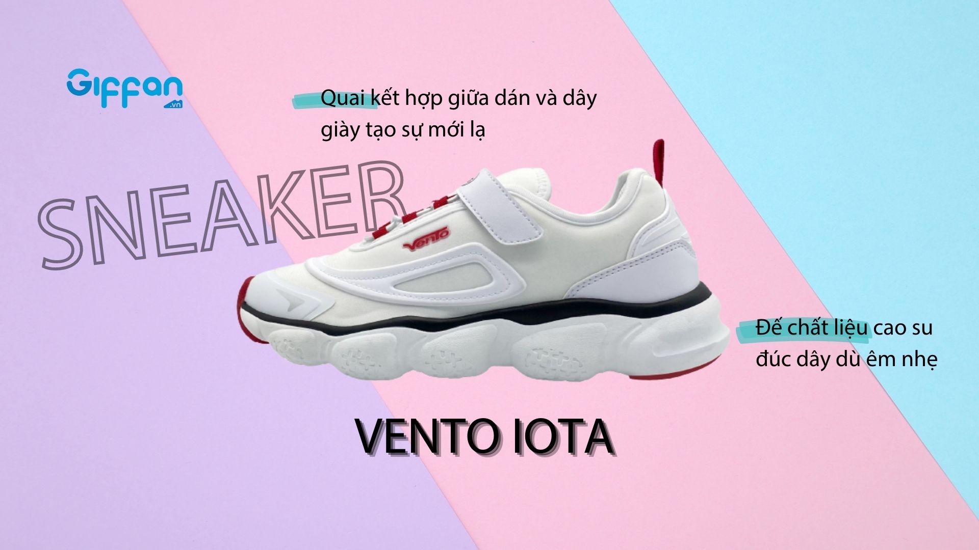 Đế có chất liệu cao su đúc, quai kết hợp giữa dán và dây buộc