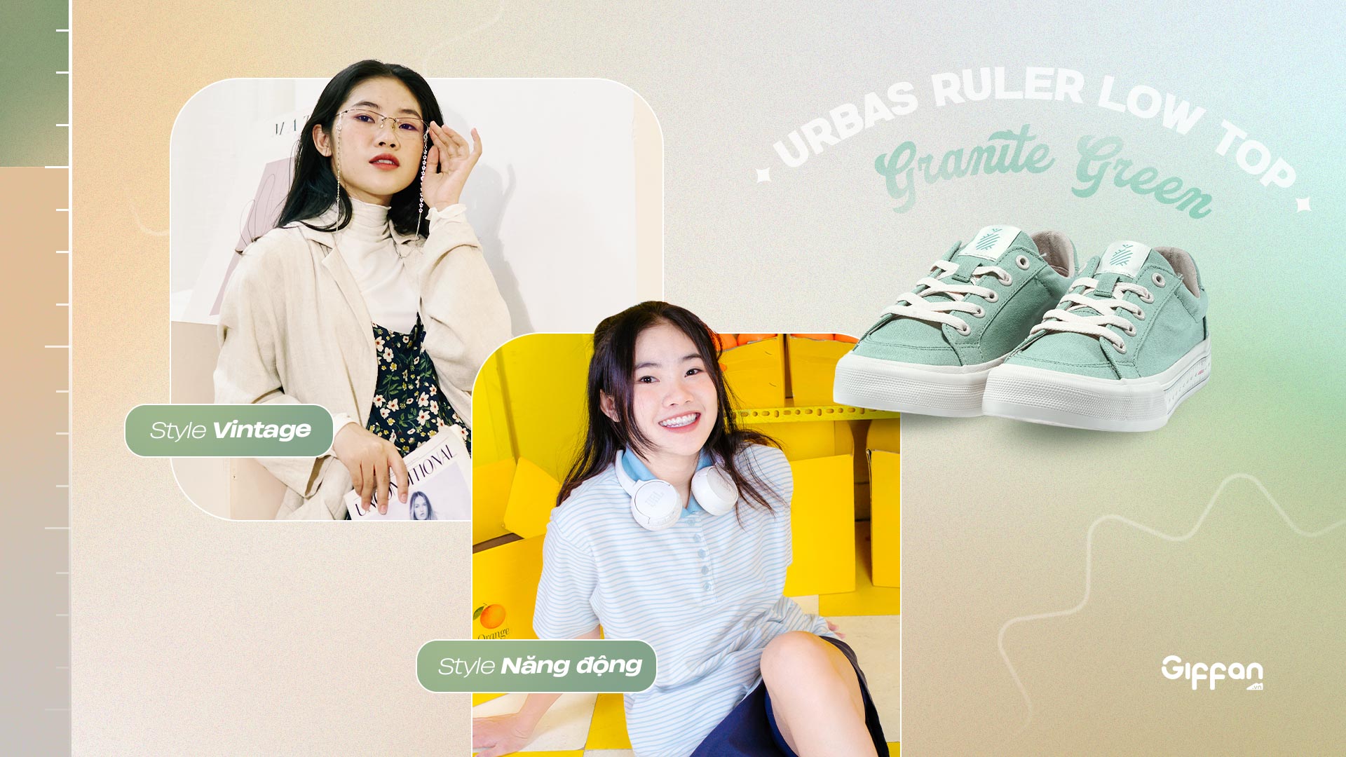 Urbas Rule Low Top - Granite Green phối nhiều phong cách