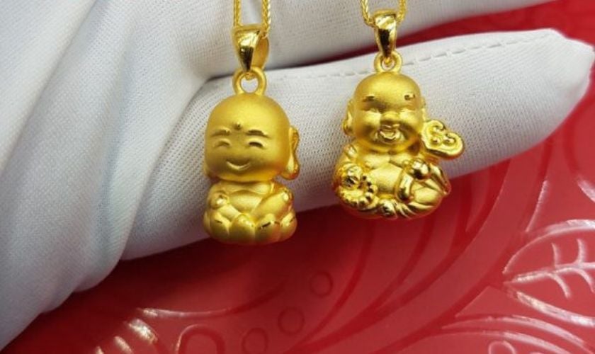 Dây chuyền vàng Phật Di Lặc vàng và tiểu hòa thượng