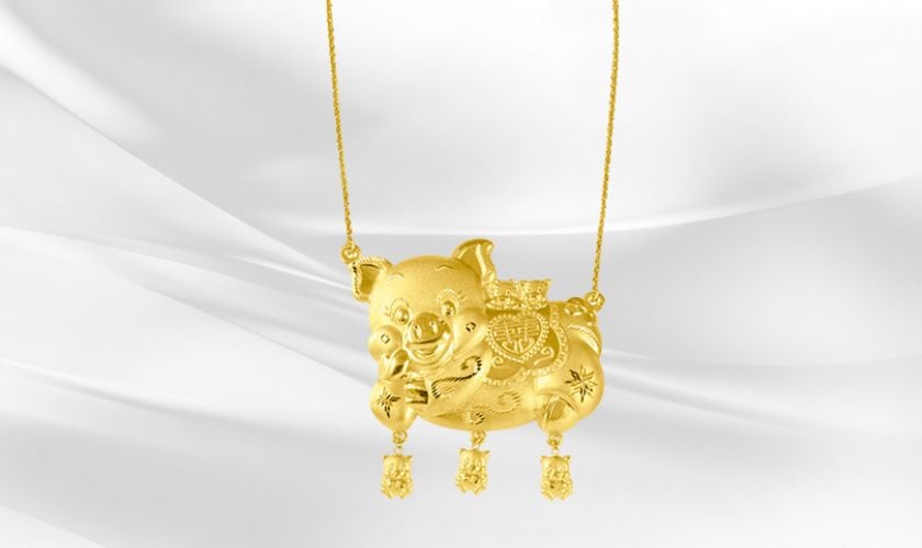 Dây chuyền heo vàng lộc phát