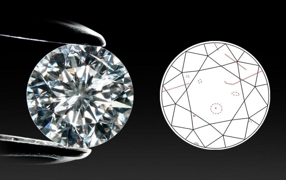 Bao thể trong kim cương SI1 trông như thế nào