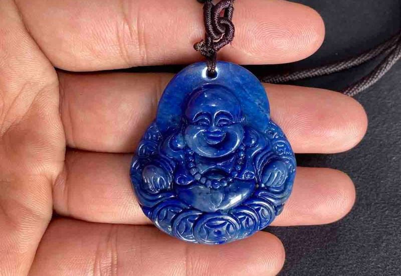 Mặt Phật Di Lặc đá Lapis Lazuli xanh dương