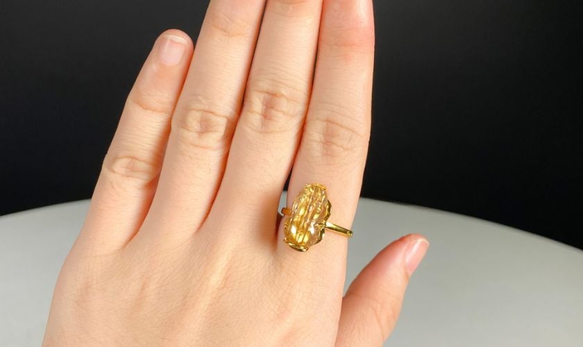 Mặt Tỳ Hưu thạch Anh tóc vàng