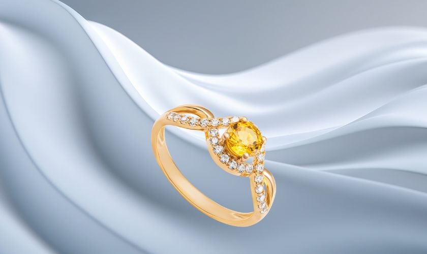 Mẫu nhẫn nữ vàng 18K đính đá Sapphire biểu tượng vô cực