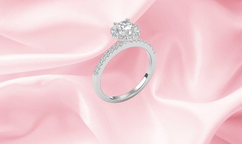 Nhẫn vàng 18K kiểu Halo sang trọng