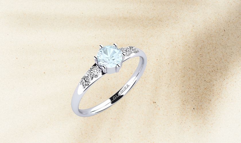 Nhẫn đá Aquamarine đính hôn Lugh 0.5 ct