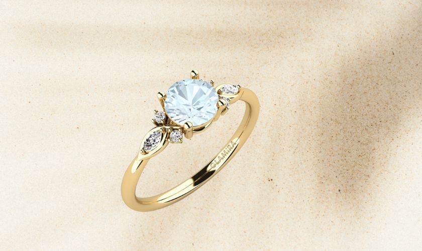 Nhẫn đá Aquamarine Gisu - Round