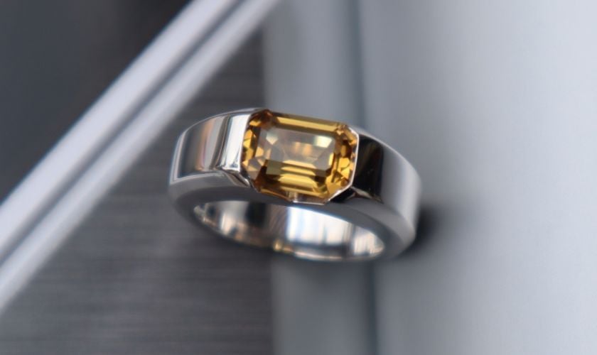 Nhẫn nam Citrine vàng chanh