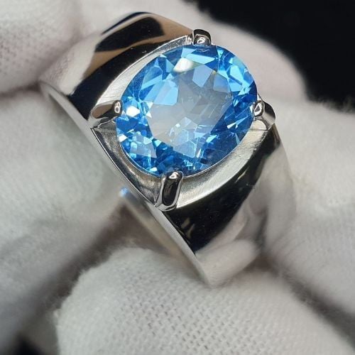 nhẫn nam đá aquamarine