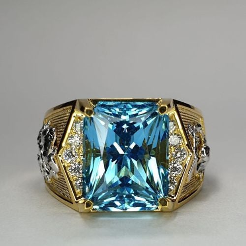nhẫn nam đá aquamarine
