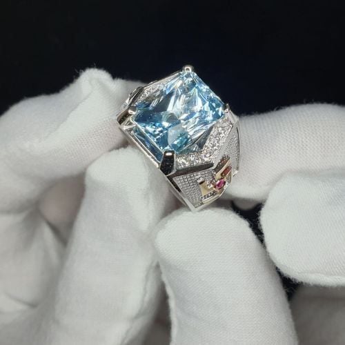 nhẫn nam đá aquamarine