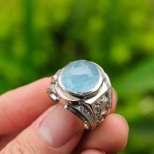 nhẫn nam đá aquamarine