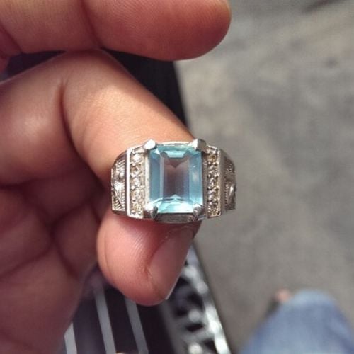 nhẫn nam đá aquamarine