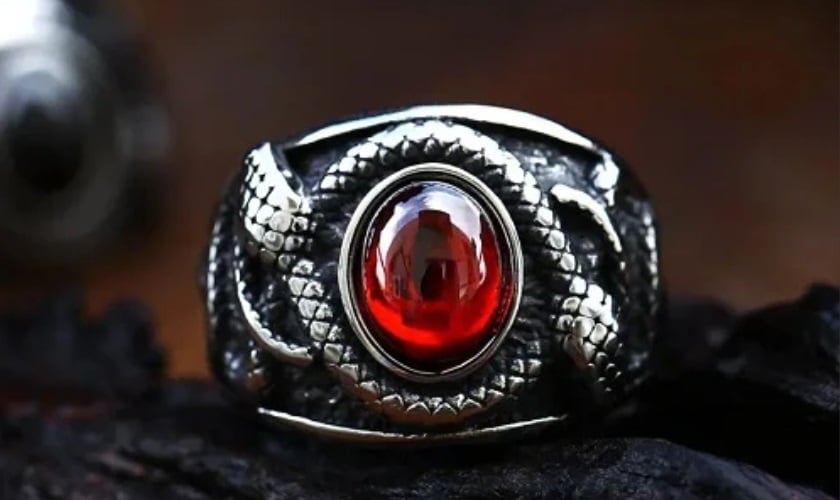 Nhẫn rắn đá Onyx Đen