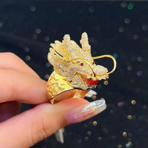 nhẫn rồng vàng 24k nam