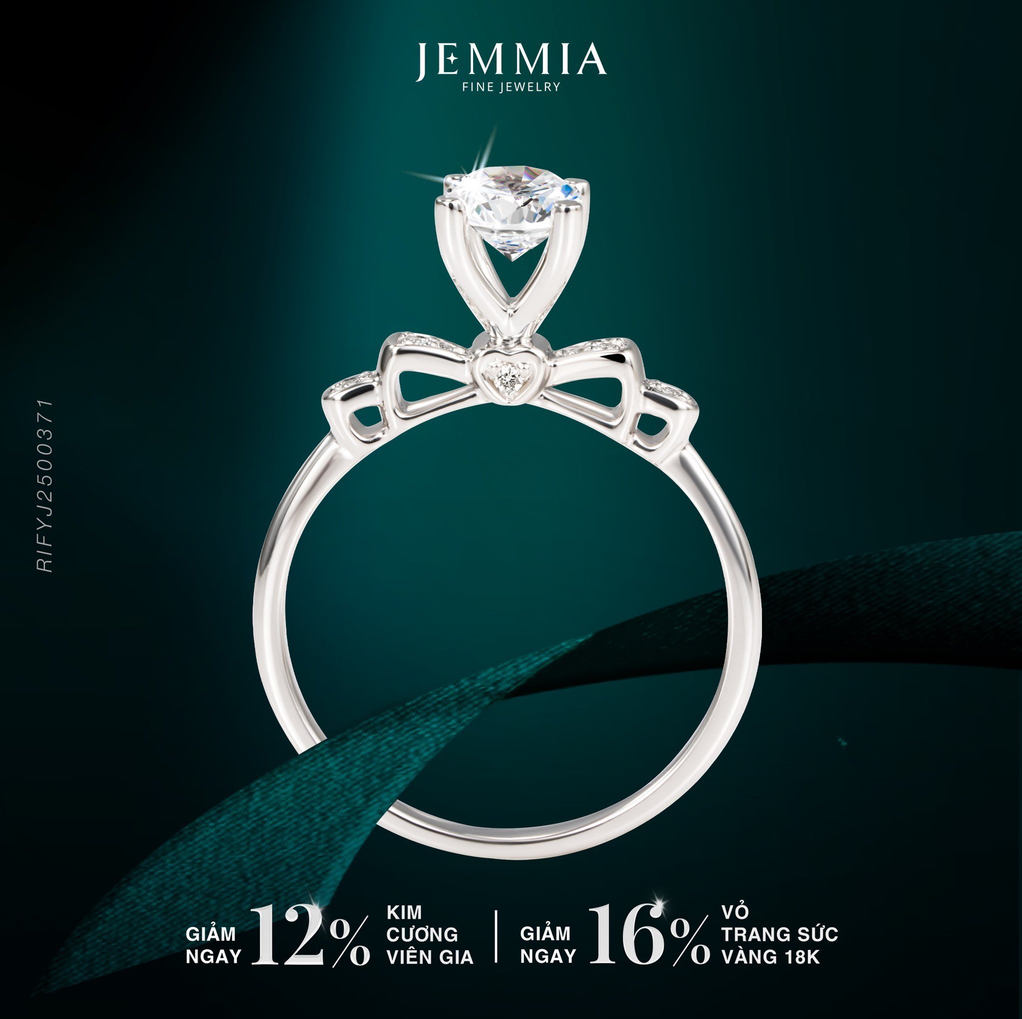 Nhẫn kim cương hình nơ trái tim - RIFYJ2500371
