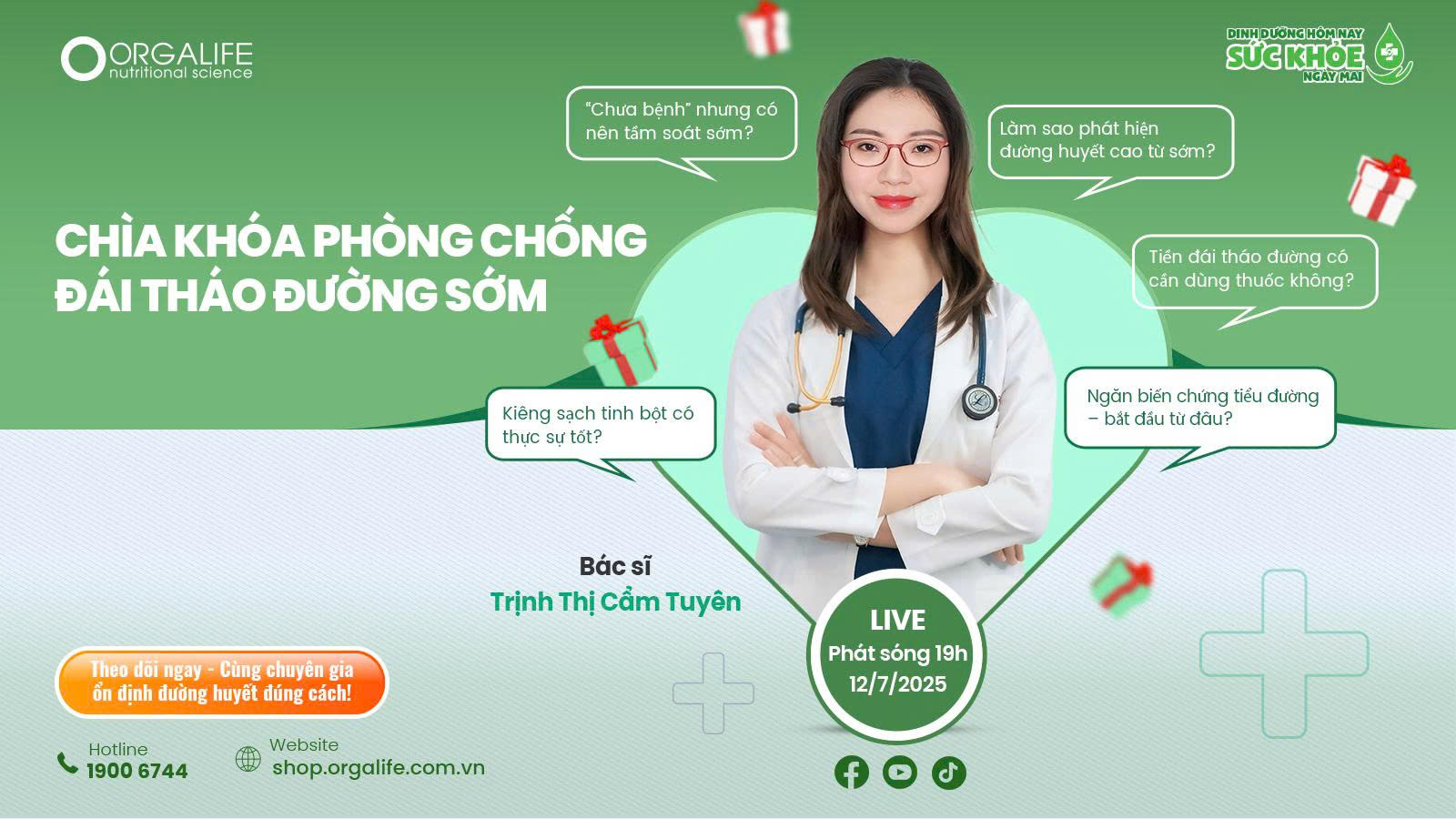 Talkshow tháng 7: “CHÌA KHÓA PHÒNG CHỐNG ĐÁI THÁO ĐƯỜNG SỚM” – Đừng để quá muộn mới quan tâm đến đường huyết