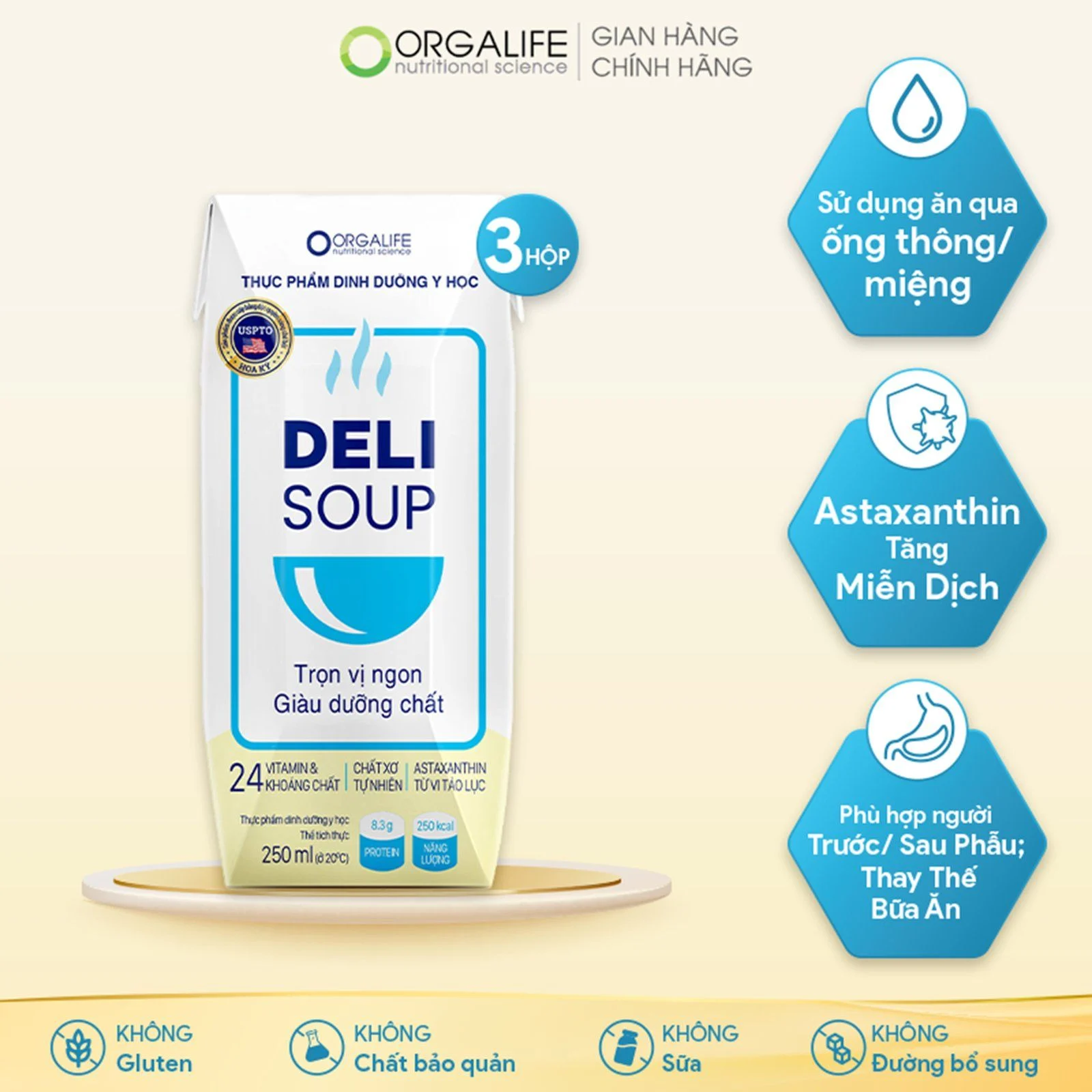 Delisoup - Soup Uống Dinh Dưỡng Công Thức Thay Thế Bữa Ăn - Lốc 3 Hộp