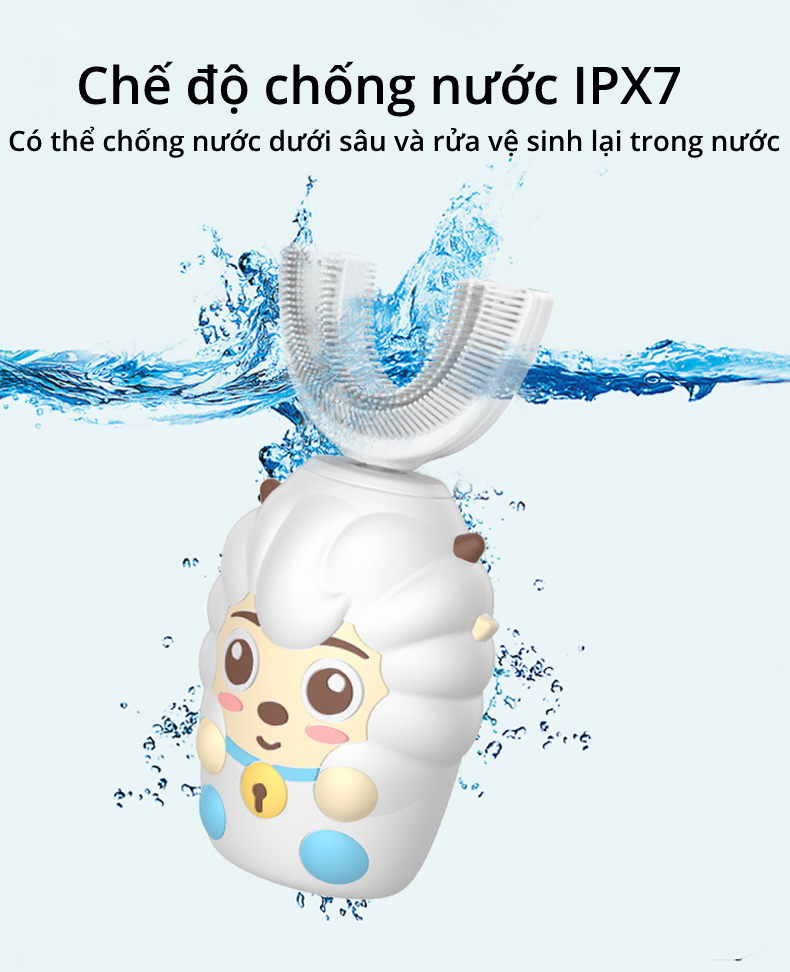 Bàn chải tự động thông minh trẻ em công nghệ sóng siêu âm kháng nước IPX7 - Super Kid